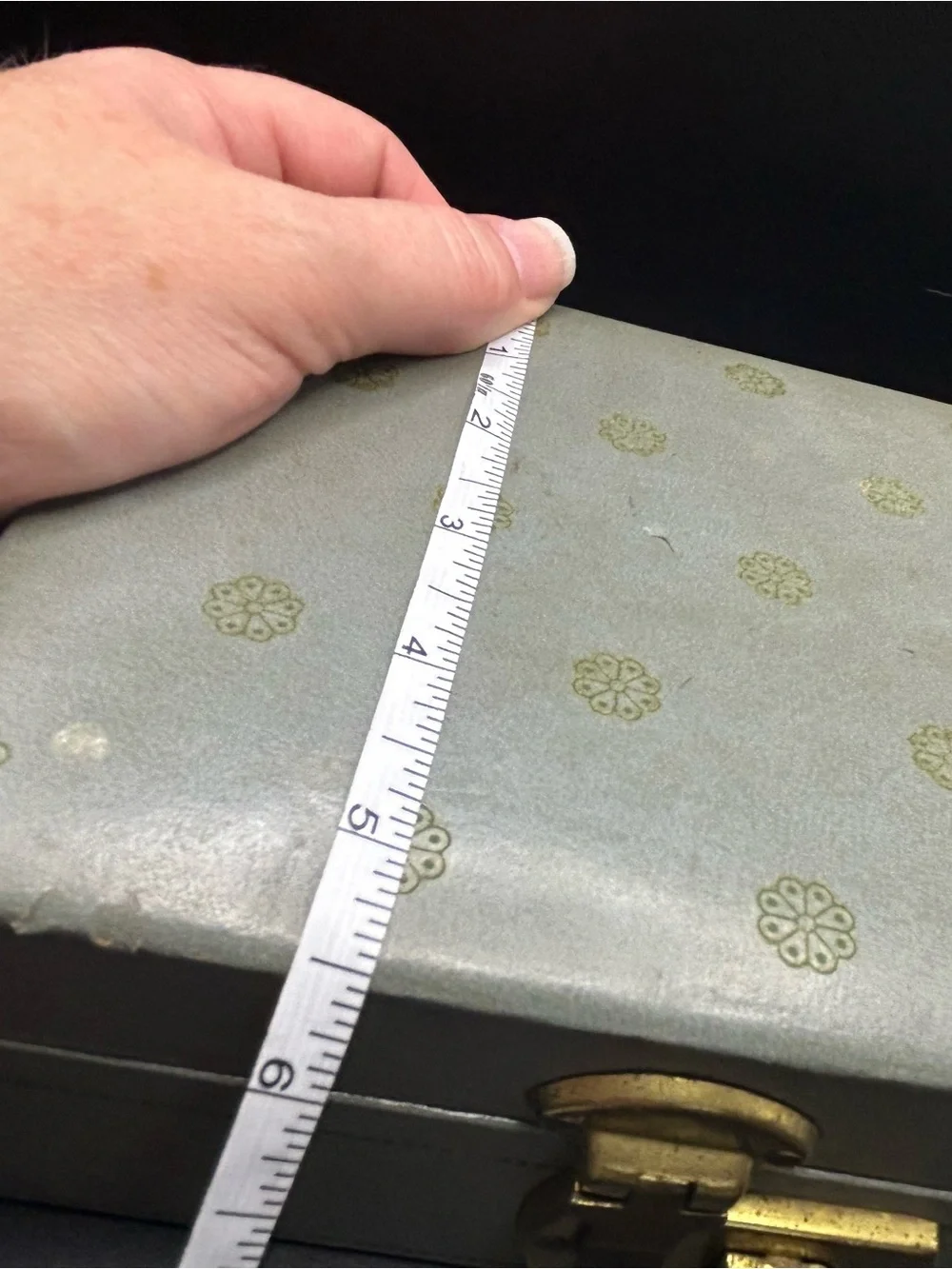 Vintage 1950s MCM MELE Small Jewelry Box Two Tier Gray/Blue 8x6x3” No Key.